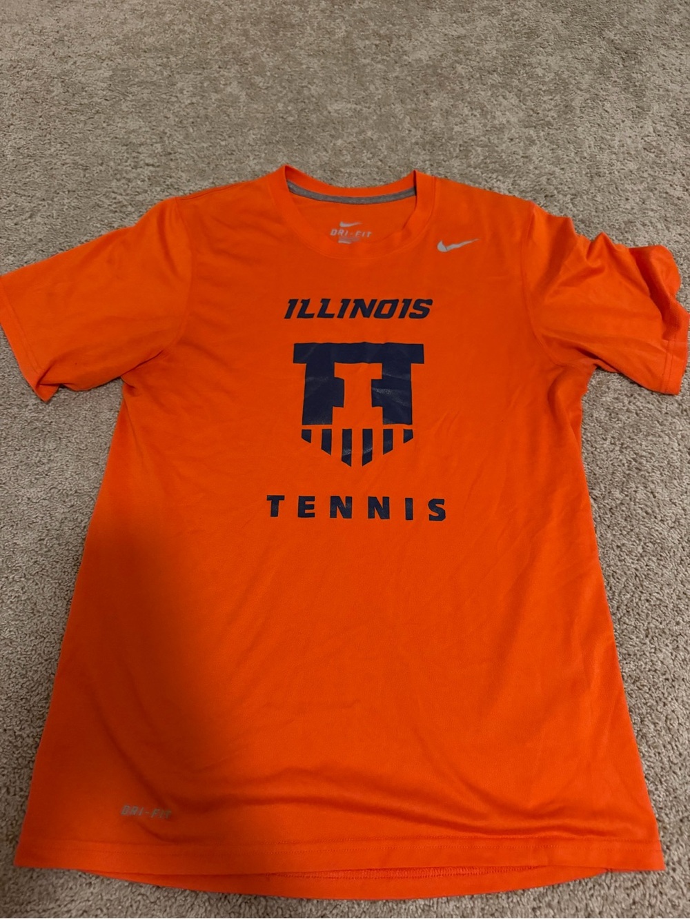 Nike Orange Illinois Tennis Dri-FIT Tee with Navy Logo